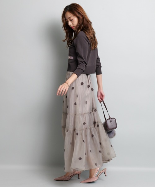 JUSGLITTYシャイニー配色ジャケットカーデ JUSGLITTY（ジャスグリッティー）の「シャイニー配色ジャケット