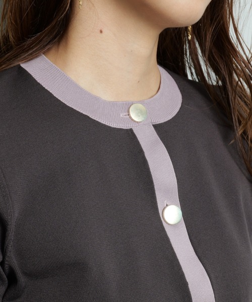 配色ジャケットライクカーデ（ニット/セーター）｜JUSGLITTY