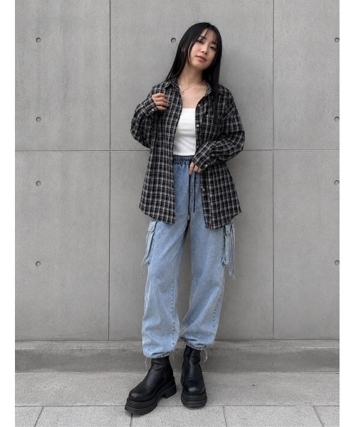 Lots of Love（ロッツオブラブ）の「ルーズチェックシャツ（シャツ/ブラウス・レディース・ブラウン/レッド/ブラック・M）」の7枚目の写真