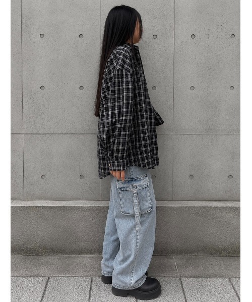 Lots of Love（ロッツオブラブ）の「ルーズチェックシャツ（シャツ/ブラウス・レディース・ブラウン/レッド/ブラック・M）」の8枚目の写真