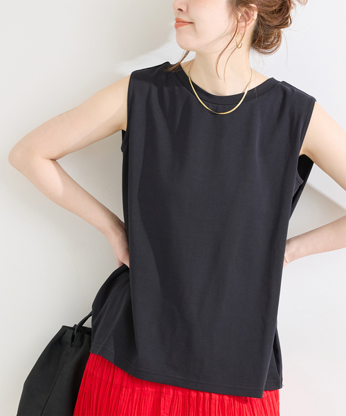 B.C STOCK(ベーセーストック)の「《追加3》ウォッシャブル / ノースリボックスTEE(Tシャツ/カットソー・レディース・ブラック/ウッド/ホワイト/ブルー・FREE)」の2枚目の写真