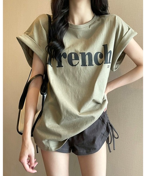 CHEER（チアー）の「FrenchプリントTシャツ（Tシャツ/カットソー・レディース・ホワイト/ミント/ブラック・M）」の4枚目の写真