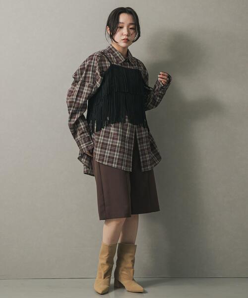 SENSE OF PLACE by URBAN RESEARCH(センスオブプレイスバイアーバンリサーチ)の「バミューダショートパンツ(その他パンツ・レディース・ブラウン/ブラック・MEDIUM/SMALL)」の8枚目の写真