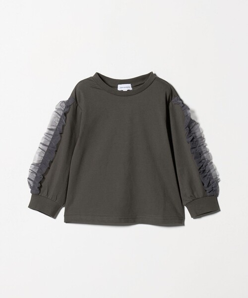 green label relaxing（グリーンレーベルリラクシング）の「袖フリル ロンT / キッズ  100㎝-160cm（Tシャツ/カットソー・キッズ・オフホワイト/ライム/ダークグレー・100cm/140cm/120cm/110cm/160cm/150cm/130cm）」の3枚目の写真