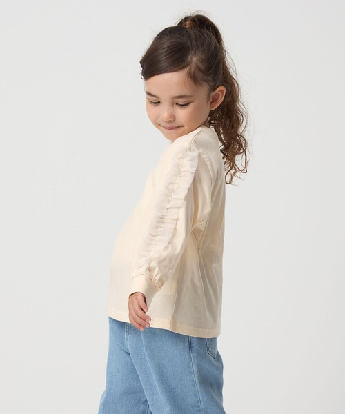 green label relaxing（グリーンレーベルリラクシング）の「袖フリル ロンT / キッズ  100㎝-160cm（Tシャツ/カットソー・キッズ・オフホワイト/ライム/ダークグレー・100cm/140cm/120cm/110cm/160cm/150cm/130cm）」の6枚目の写真