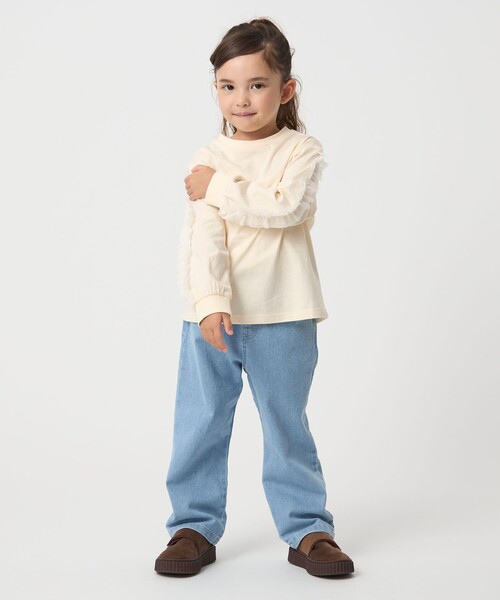 green label relaxing（グリーンレーベルリラクシング）の「袖フリル ロンT / キッズ  100㎝-160cm（Tシャツ/カットソー・キッズ・オフホワイト/ライム/ダークグレー・100cm/140cm/120cm/110cm/160cm/150cm/130cm）」の7枚目の写真