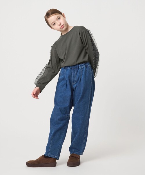 green label relaxing（グリーンレーベルリラクシング）の「袖フリル ロンT / キッズ  100㎝-160cm（Tシャツ/カットソー・キッズ・オフホワイト/ライム/ダークグレー・100cm/140cm/120cm/110cm/160cm/150cm/130cm）」の12枚目の写真