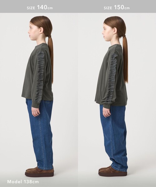 green label relaxing（グリーンレーベルリラクシング）の「袖フリル ロンT / キッズ  100㎝-160cm（Tシャツ/カットソー・キッズ・オフホワイト/ライム/ダークグレー・100cm/140cm/120cm/110cm/160cm/150cm/130cm）」の14枚目の写真