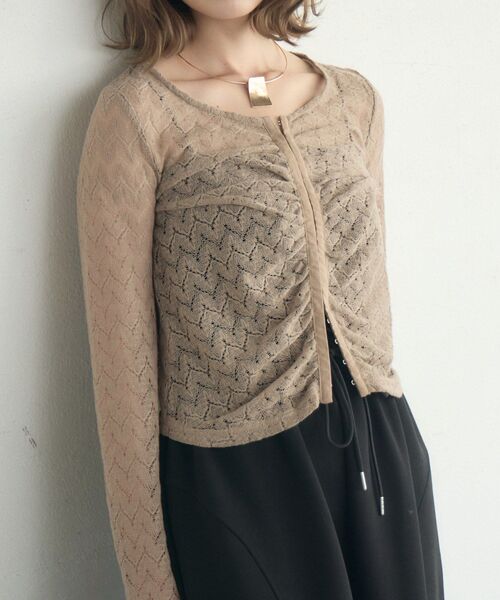 kivi（キヴィ）の「透かしカットカーデ（Tシャツ/カットソー・レディース・ダークブラウン/ベージュ/ブラック・FREE）」の3枚目の写真