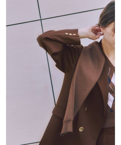 【本日発送可】SNIDEL メタルボタンテーラードジャケット　ブラウン Sustainableメタルボタンテーラードジャケット（テーラード