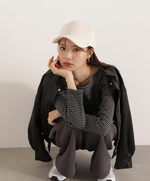 EDIT COLOGNE（エディットコロン）の「刺繍キャップ（キャップ・レディース・ブラウン/オフホワイト・FREE）」の5枚目の写真