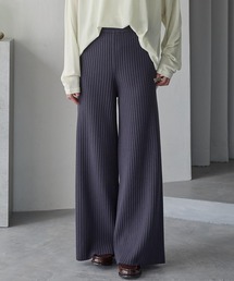 PENNEYS/ペニーズ 別注 THE FOX ロゴ ワンポイント刺繍 ストレッチリブニットワイドパンツチャコール