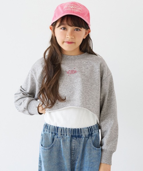 coca（coca）（コカ）の「キッズ クロップドプルオーバー＆タンクトップ 2点セット（Tシャツ/カットソー・キッズ・ブラック/ライトグレー・120/130/150/140）」の2枚目の写真