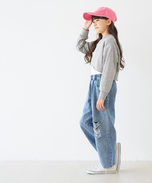 coca（coca）（コカ）の「キッズ クロップドプルオーバー＆タンクトップ 2点セット（Tシャツ/カットソー・キッズ・ブラック/ライトグレー・120/130/150/140）」の4枚目の写真