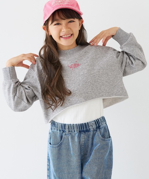coca（coca）（コカ）の「キッズ クロップドプルオーバー＆タンクトップ 2点セット（Tシャツ/カットソー・キッズ・ブラック/ライトグレー・120/130/150/140）」の3枚目の写真