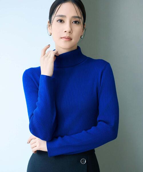 TFW49 タートルネックニット blue S 新品 セール】 スーパーファインラムウール タートルネックニット （ニット