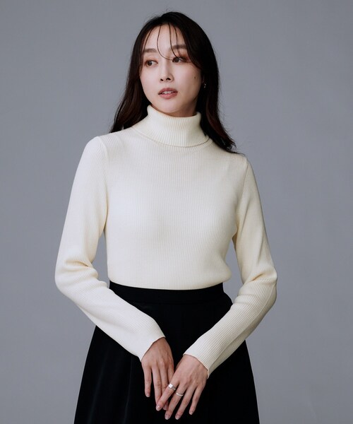 セール】【洗える/アンサンブル可能/ウール100%】リブタートルネック