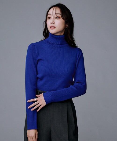 セール】【洗える/アンサンブル可能/ウール100%】リブタートルネック