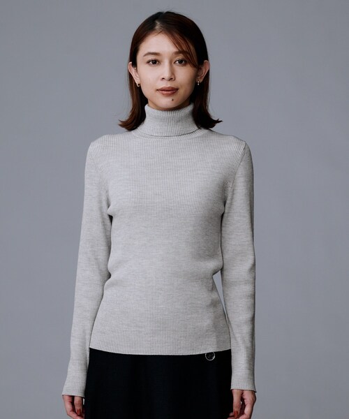 セール】【洗える/アンサンブル可能/ウール100%】リブタートルネック