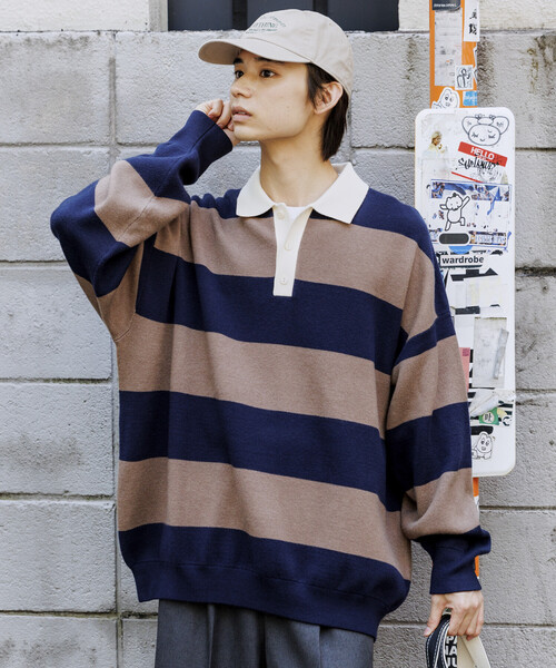【専用】 00s NIKE AIT リバーシブル ラガーシャツ XL ボーダー セール】限定展開 ビッグシルエット ボーダー ニット ラガーシャツ