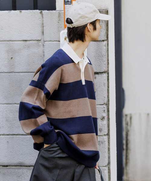 【専用】 00s NIKE AIT リバーシブル ラガーシャツ XL ボーダー セール】限定展開 ビッグシルエット ボーダー ニット ラガーシャツ