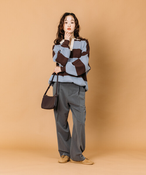 セール】限定展開 ビッグシルエット ボーダー ニット ラガーシャツ