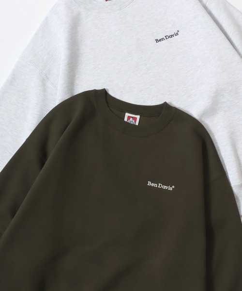 BEN DAVIS（ベンデイビス）の「BEN DAVIS/ベンデイビス HEAVY SWEAT CREW/オーバーサイズ 裏起毛 ロゴ ワンポイント刺繍 クルーネック スウェット トレーナー/レディース メンズ（スウェット・メンズ・アッシュグレー/グレイッシュブルー/ブラック/カーキ/バーガンディー・M/L/XL）」の4枚目の写真