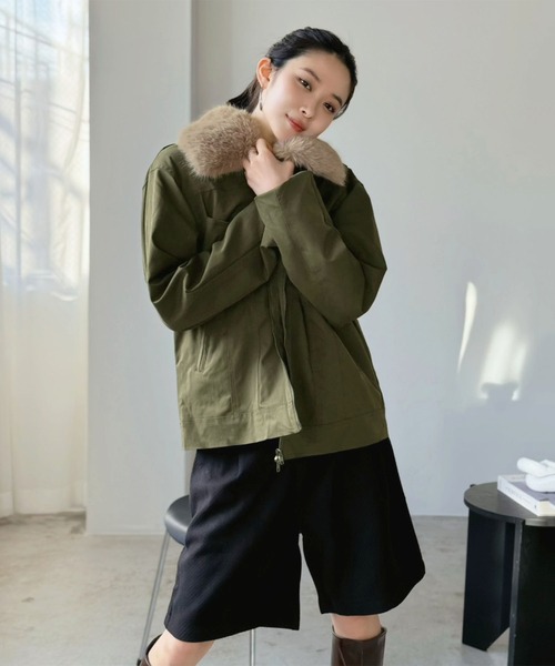 Jewelobe（ジュエローブ）の「ディタッチャブルカラーブルゾン（ブルゾン・レディース・カーキ・FREE）」の18枚目の写真