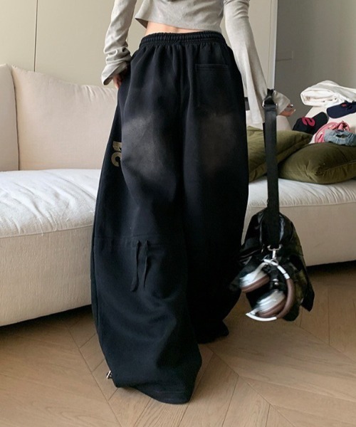 almo(アルモ)の「【LAMPOON】ビンテージ加工ワイドスエットパンツ(スウェットパンツ・レディース・パープル/ブラック・SMALL/MEDIUM/LARGE)」の12枚目の写真
