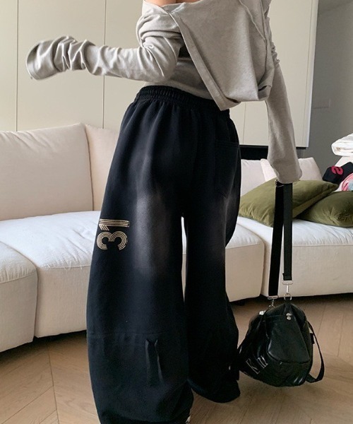 almo(アルモ)の「【LAMPOON】ビンテージ加工ワイドスエットパンツ(スウェットパンツ・レディース・パープル/ブラック・SMALL/MEDIUM/LARGE)」の13枚目の写真