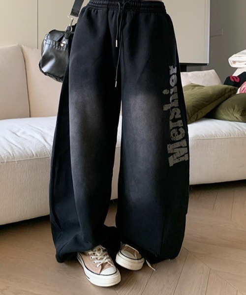 almo(アルモ)の「【LAMPOON】ビンテージ加工ワイドスエットパンツ(スウェットパンツ・レディース・パープル/ブラック・SMALL/MEDIUM/LARGE)」の14枚目の写真
