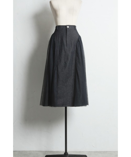 &. NOSTALGIA（アンドドットノスタルジア）の「チュールドッキングデニムスカート（デニムスカート・レディース・ブルー/ブラック・M）」の18枚目の写真