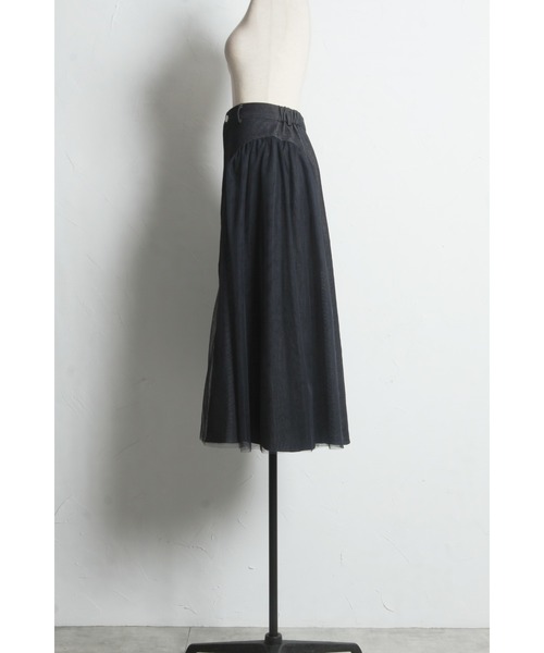 &. NOSTALGIA（アンドドットノスタルジア）の「チュールドッキングデニムスカート（デニムスカート・レディース・ブルー/ブラック・M）」の19枚目の写真