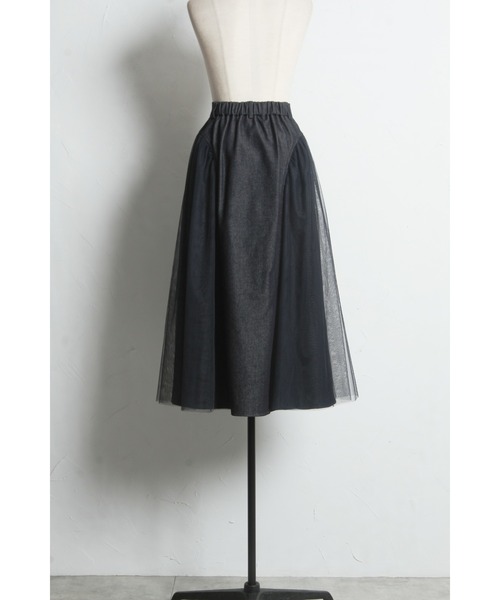 &. NOSTALGIA（アンドドットノスタルジア）の「チュールドッキングデニムスカート（デニムスカート・レディース・ブルー/ブラック・M）」の20枚目の写真