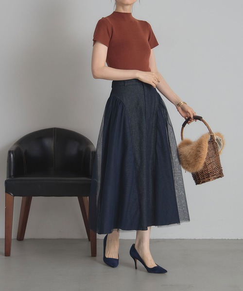 &. NOSTALGIA（アンドドットノスタルジア）の「チュールドッキングデニムスカート（デニムスカート・レディース・ブルー/ブラック・M）」の9枚目の写真