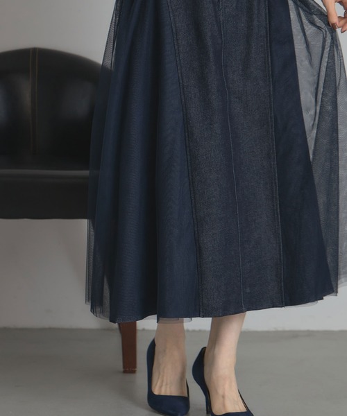 &. NOSTALGIA（アンドドットノスタルジア）の「チュールドッキングデニムスカート（デニムスカート・レディース・ブルー/ブラック・M）」の10枚目の写真