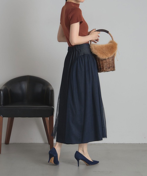 &. NOSTALGIA（アンドドットノスタルジア）の「チュールドッキングデニムスカート（デニムスカート・レディース・ブルー/ブラック・M）」の11枚目の写真