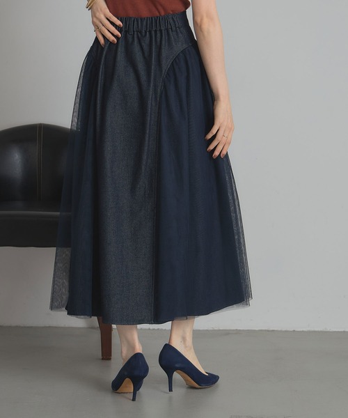 &. NOSTALGIA（アンドドットノスタルジア）の「チュールドッキングデニムスカート（デニムスカート・レディース・ブルー/ブラック・M）」の12枚目の写真