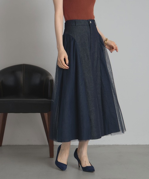 &. NOSTALGIA（アンドドットノスタルジア）の「チュールドッキングデニムスカート（デニムスカート・レディース・ブルー/ブラック・M）」の13枚目の写真