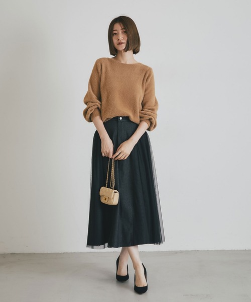 &. NOSTALGIA（アンドドットノスタルジア）の「チュールドッキングデニムスカート（デニムスカート・レディース・ブルー/ブラック・M）」の14枚目の写真