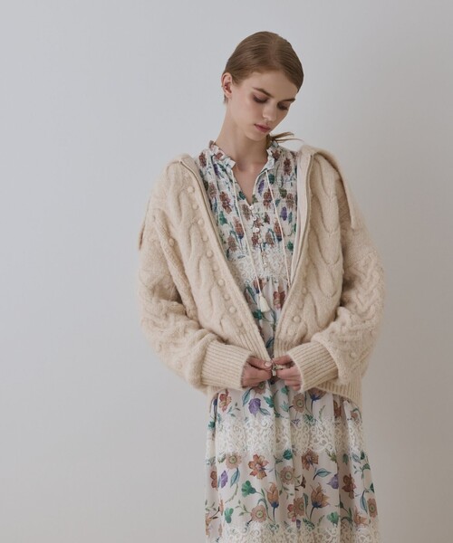 GRACE CONTINENTAL（グレースコンチネンタル）の「ヘアリーニットコクーンジャケット（その他アウター・レディース・キナリ/ラベンダー・36）」の3枚目の写真