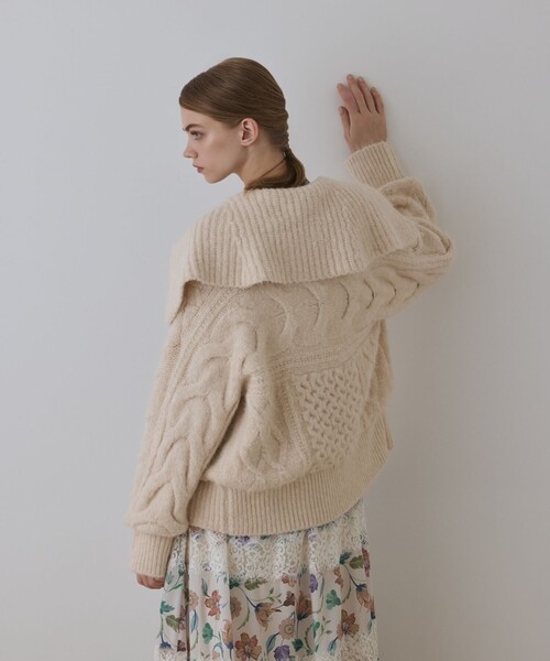 GRACE CONTINENTAL（グレースコンチネンタル）の「ヘアリーニットコクーンジャケット（その他アウター・レディース・キナリ/ラベンダー・36）」の5枚目の写真