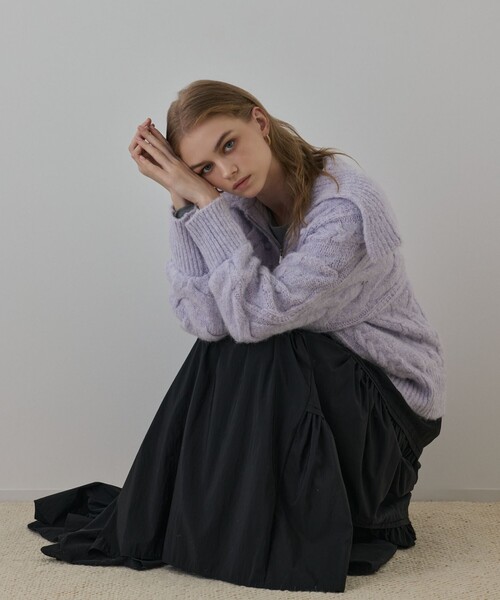 GRACE CONTINENTAL（グレースコンチネンタル）の「ヘアリーニットコクーンジャケット（その他アウター・レディース・キナリ/ラベンダー・36）」の13枚目の写真