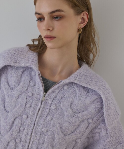 GRACE CONTINENTAL（グレースコンチネンタル）の「ヘアリーニットコクーンジャケット（その他アウター・レディース・キナリ/ラベンダー・36）」の14枚目の写真