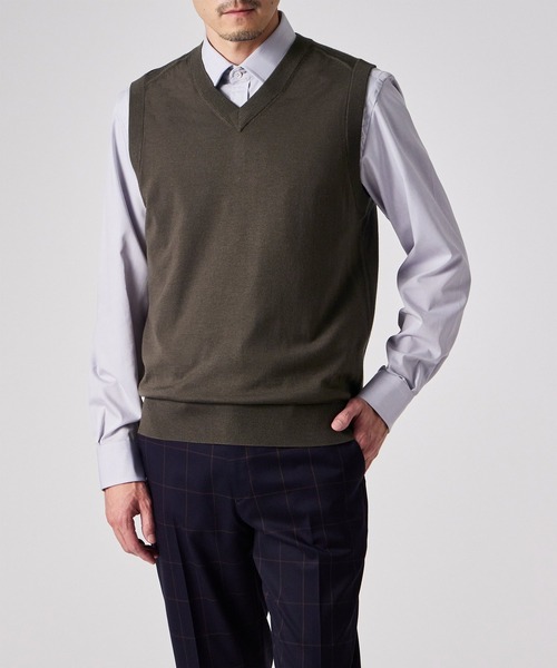 Paul Smith（ポールスミス）の「ハイゲージ Vネックニットベスト / 253450 563X（ベスト・メンズ・ネイビー/グリーン・MEDIUM/LARGE/X-LARGE）」の8枚目の写真