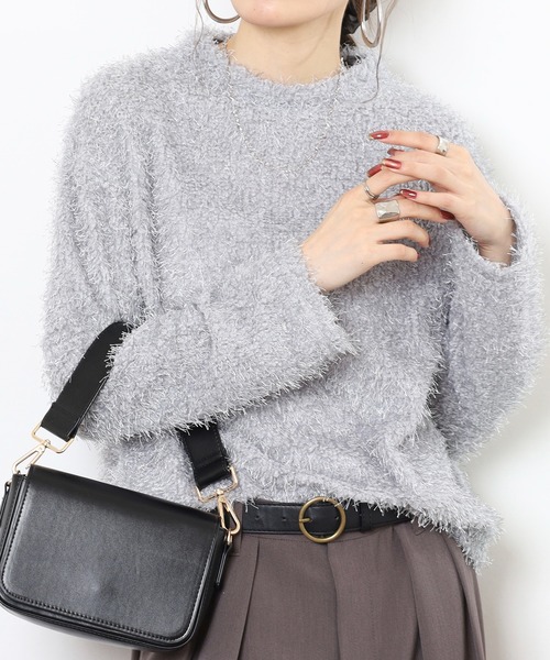 EGLANTINE(エグランティーヌ)の「EGLANTINE シャギーカットソートップス(Tシャツ/カットソー・レディース・ベージュ/エメラルド/ブラック/シルバーグレー・38)」の3枚目の写真