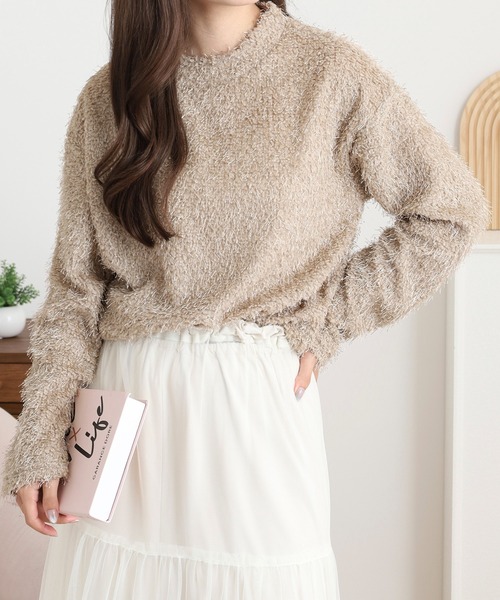 EGLANTINE(エグランティーヌ)の「EGLANTINE シャギーカットソートップス(Tシャツ/カットソー・レディース・ベージュ/エメラルド/ブラック/シルバーグレー・38)」の18枚目の写真