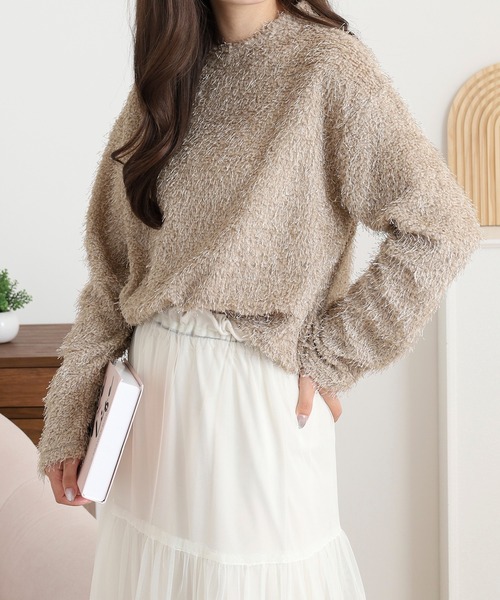 EGLANTINE(エグランティーヌ)の「EGLANTINE シャギーカットソートップス(Tシャツ/カットソー・レディース・ベージュ/エメラルド/ブラック/シルバーグレー・38)」の21枚目の写真