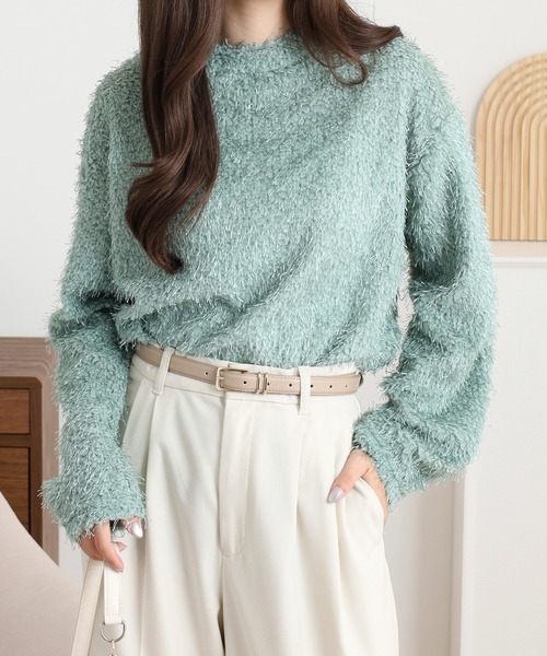 EGLANTINE(エグランティーヌ)の「EGLANTINE シャギーカットソートップス(Tシャツ/カットソー・レディース・ベージュ/エメラルド/ブラック/シルバーグレー・38)」の13枚目の写真