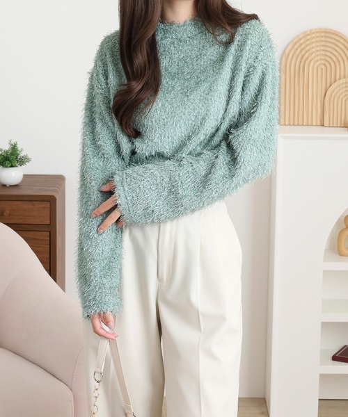 EGLANTINE(エグランティーヌ)の「EGLANTINE シャギーカットソートップス(Tシャツ/カットソー・レディース・ベージュ/エメラルド/ブラック/シルバーグレー・38)」の16枚目の写真